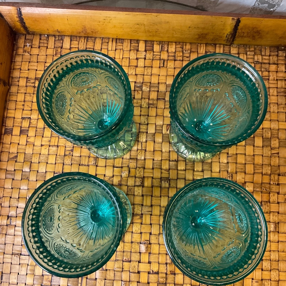 VTG Pioneer Woman Adeline Teal Goblets 4 Total - Picture 4 of 6